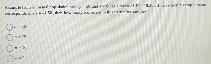 6 has a mean of M 48 20 If this specific sample