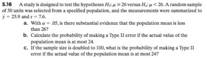 5 16 A study is designed to test the hypotheses Ho