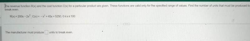The revenue function R x and the cost function Cix for