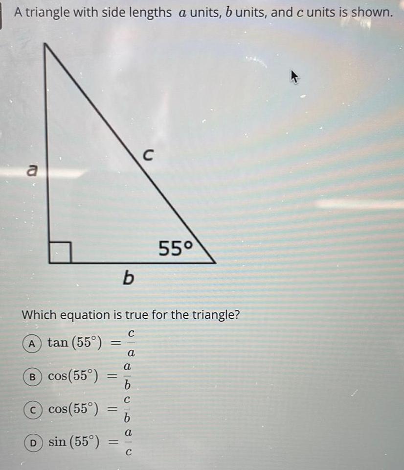 A triangle with side lengths a units b units and c