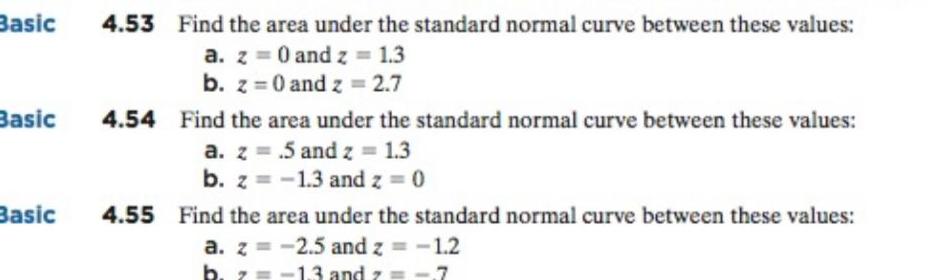 between these values a z 0 and z 1 3 b z