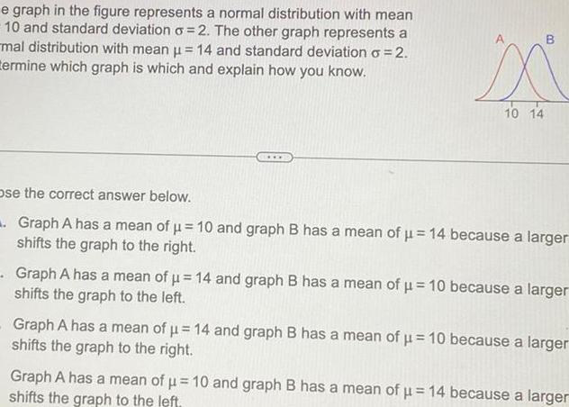 10 and standard deviation o 2 The other graph represents a mal