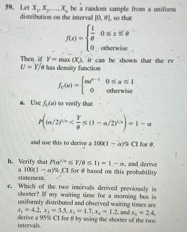  59 Let X X X be a random sample from a