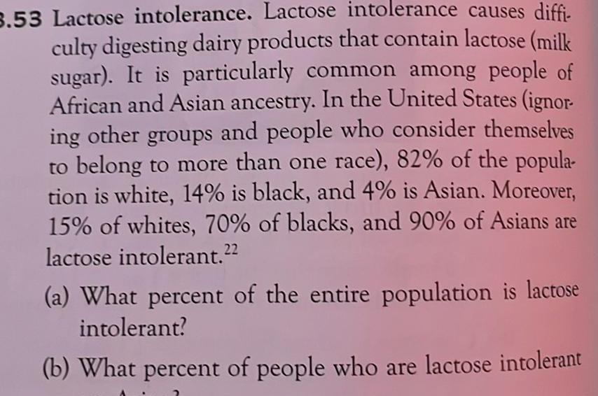  3 53 Lactose intolerance Lactose intolerance causes diffi culty digesting dairy