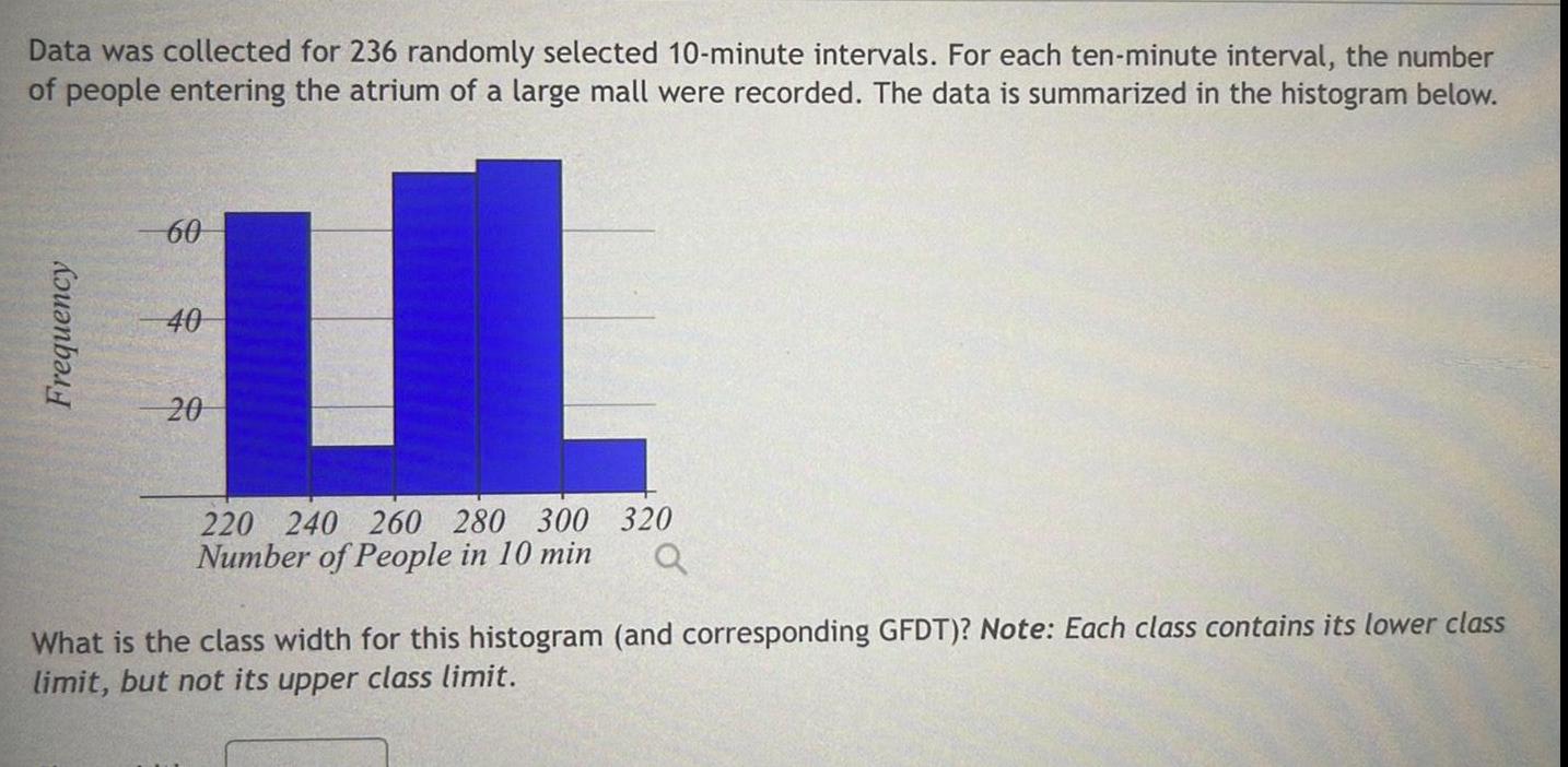 each ten minute interval the number of people entering the atrium of