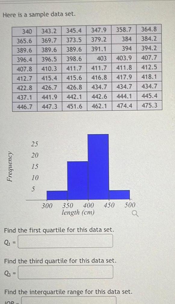Here is a sample data set Frequency 340 343 2 345