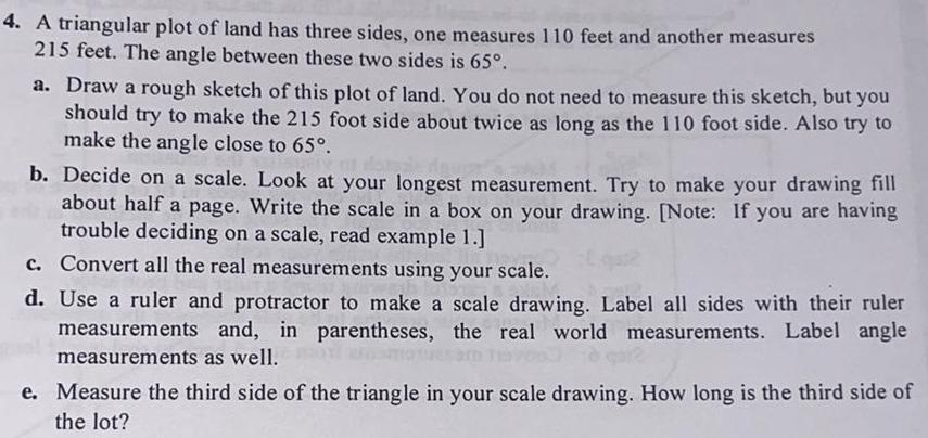  4 A triangular plot of land has three sides one measures