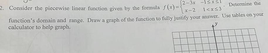 2 Consider the piecewise linear function given by the formula x