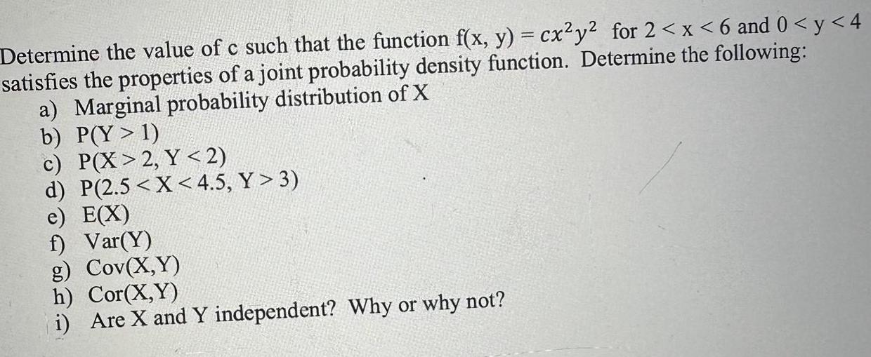 Determine the value of c such that the function f x