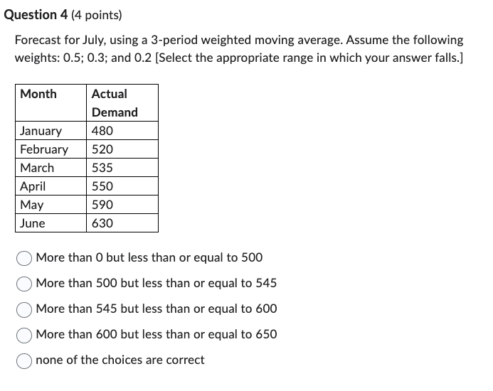 following weights: \( 0.5 ; 0.3 \); and 0.2 [Select the appropriate