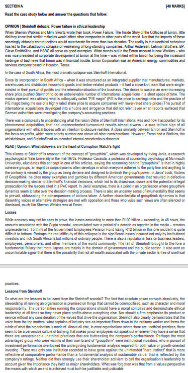 Read the case study below and answer the questions that follow.
