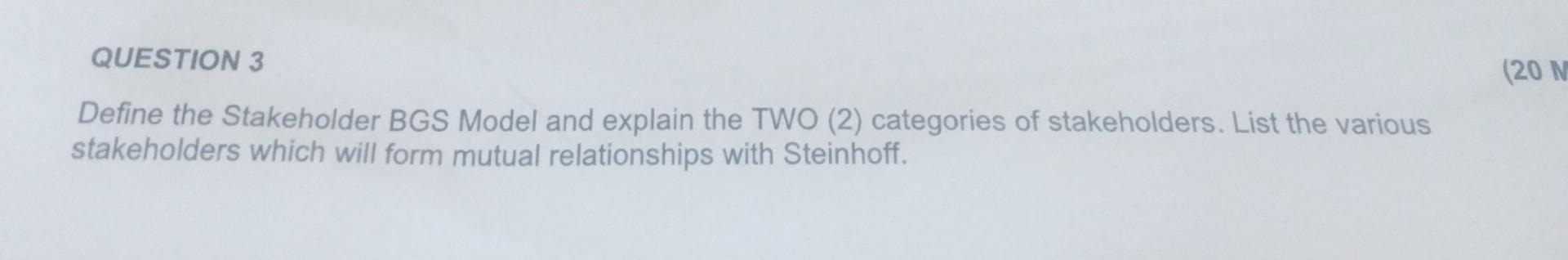 of stakeholders. List the various stakeholders which will form mutual relationships with