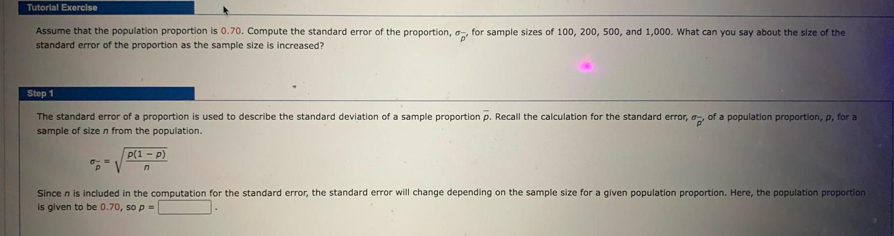 the standard error of the proportion for sample sizes of 100 200