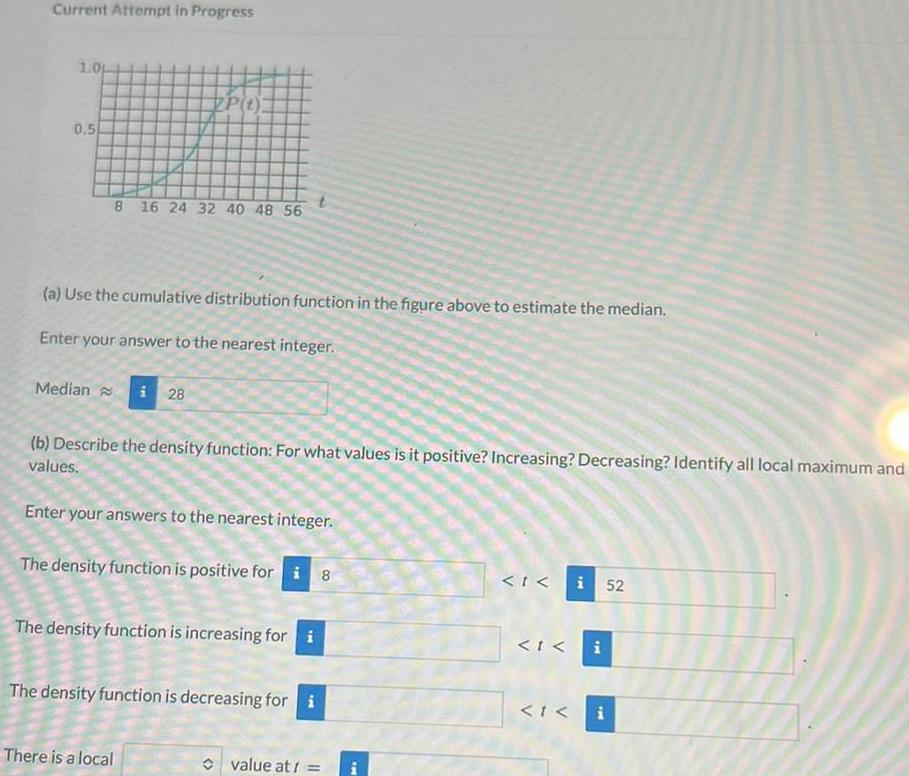 the cumulative distribution function in the figure above to estimate the median