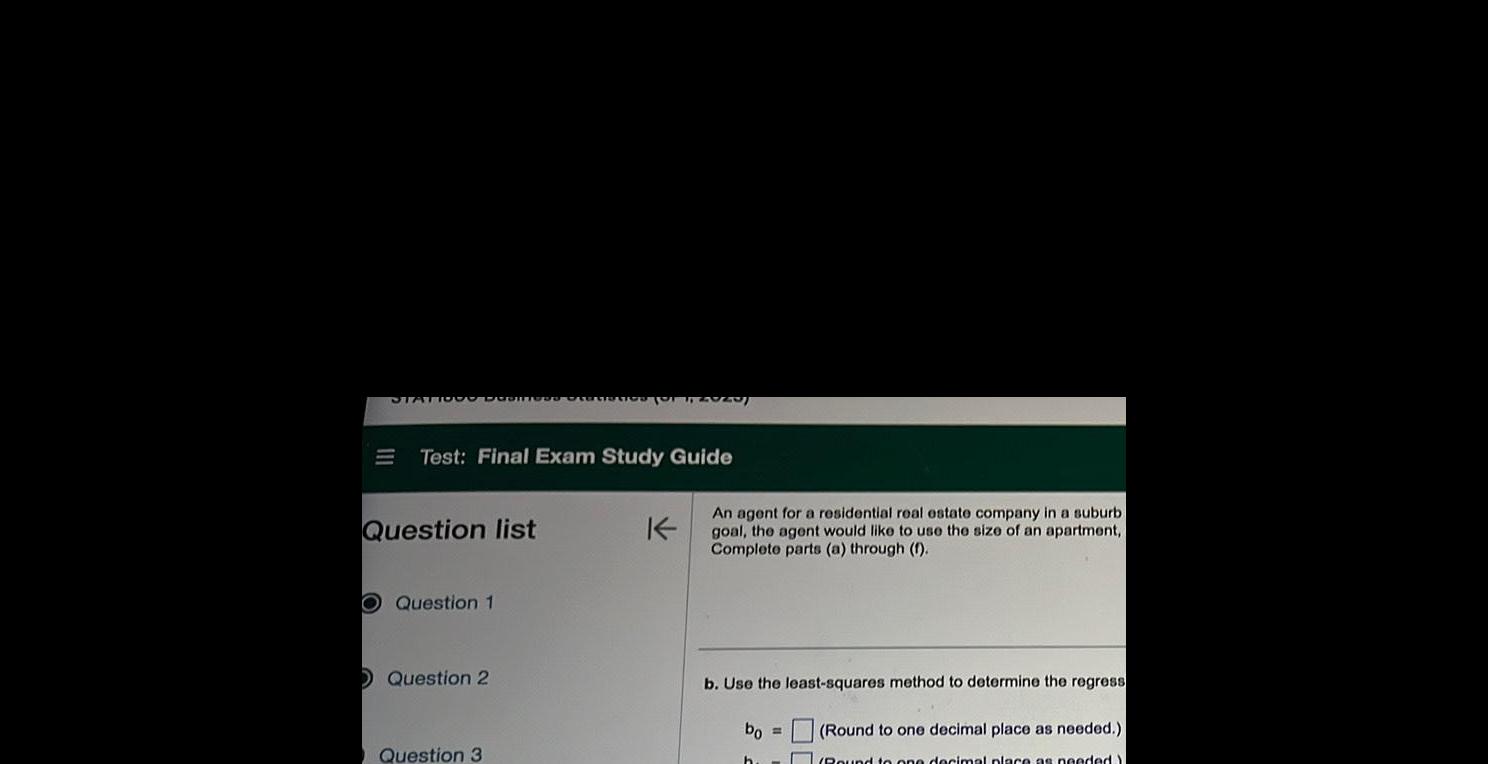  Test Final Exam Study Guide Question list O Question 1 Question