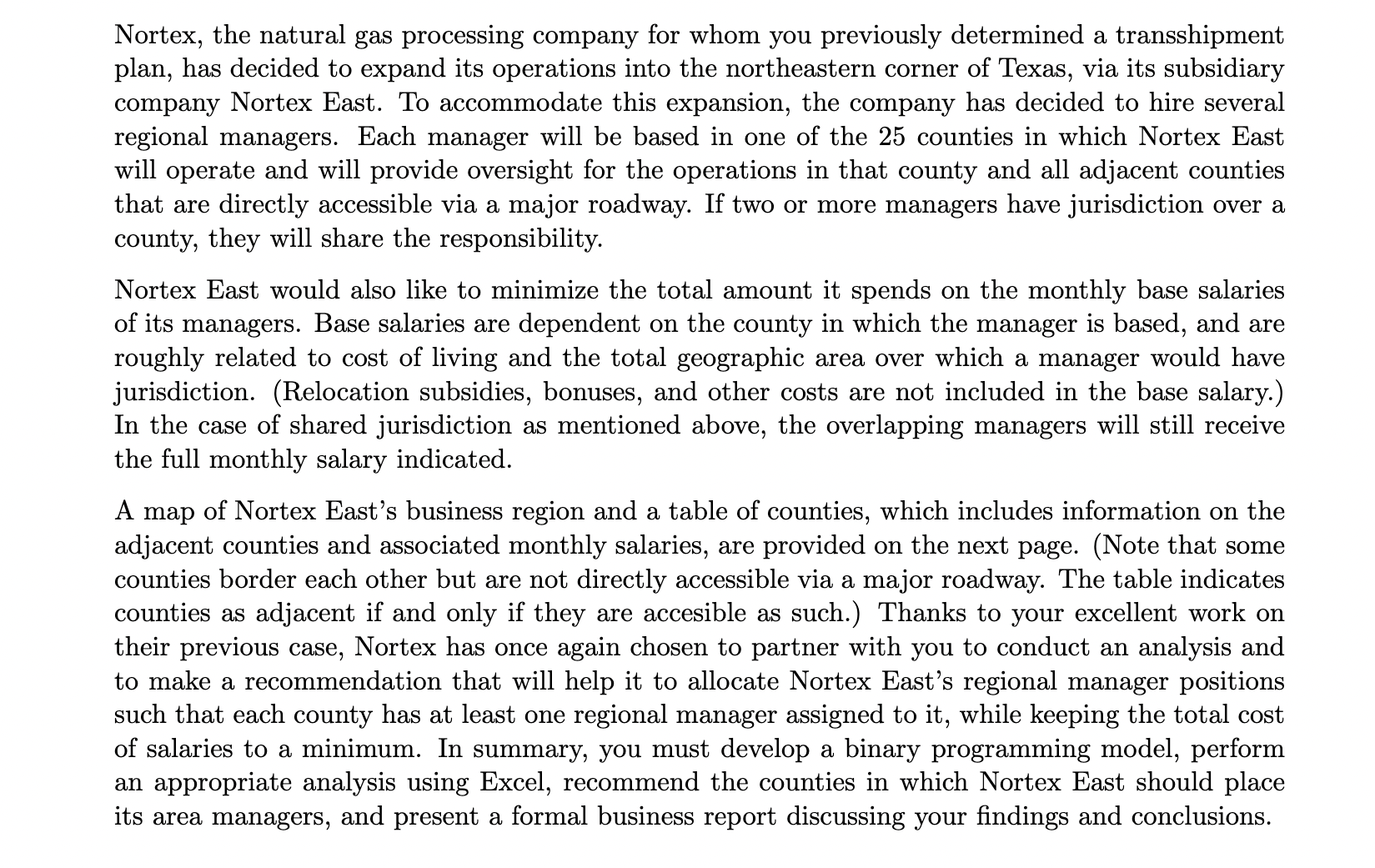  Nortex, the natural gas processing company for whom you previously determined