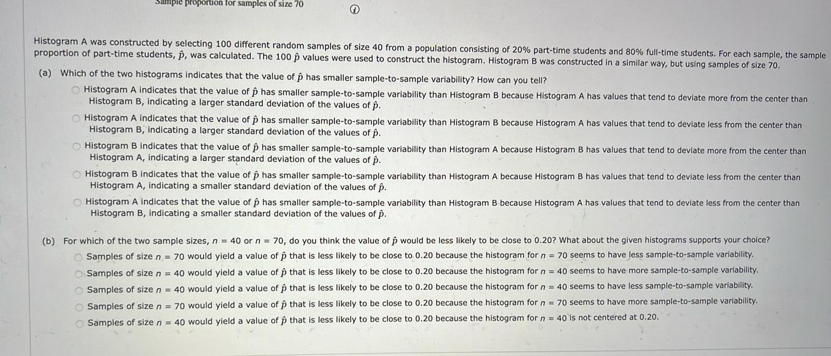 by selecting 100 different random samples of size 40 from a population