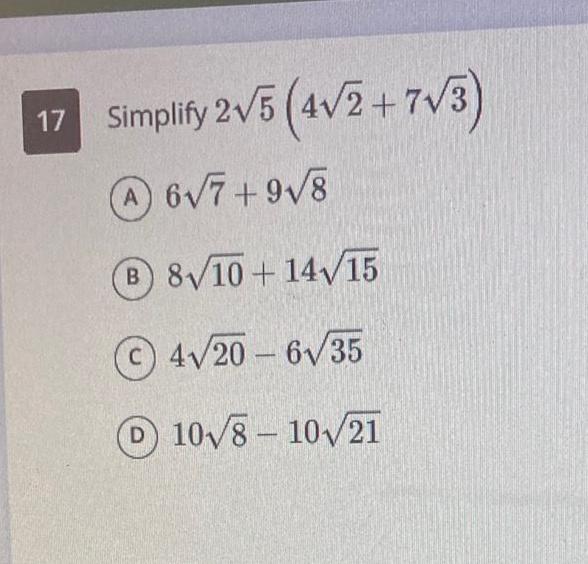  17 Simplify 2 5 4 2 7 3 A 6 7