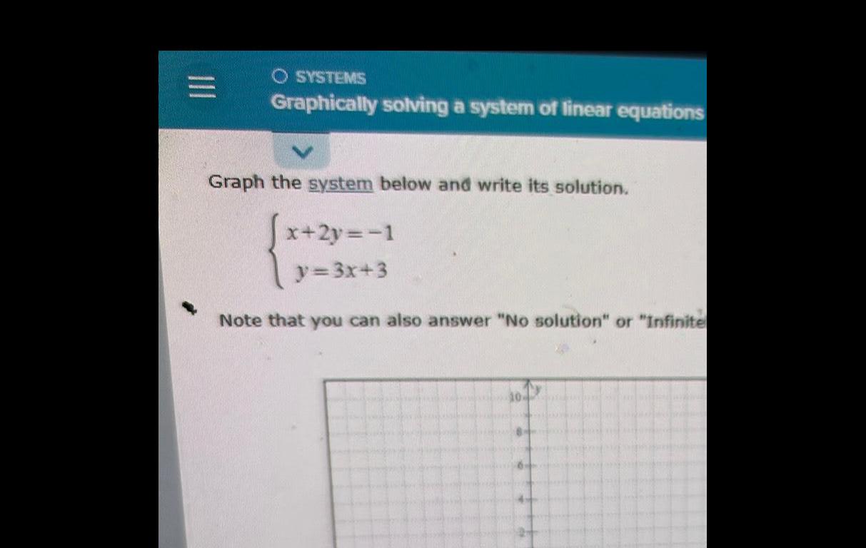 below and write its solution x 2y 1 y 3x 3 Note