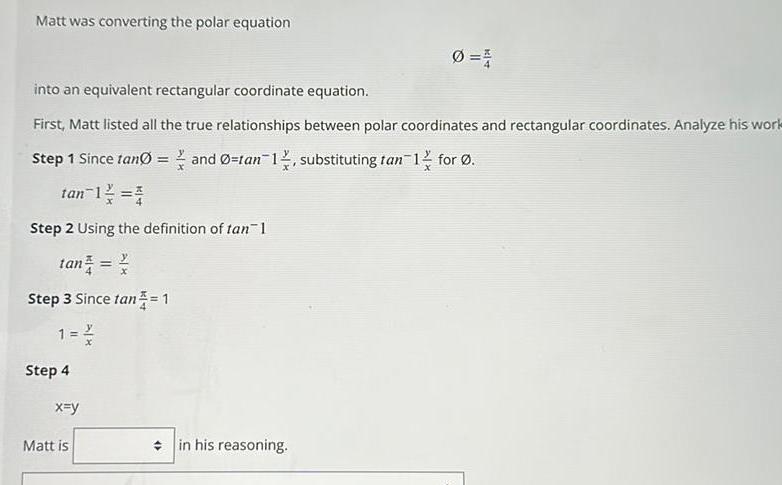 equation First Matt listed all the true relationships between polar coordinates and