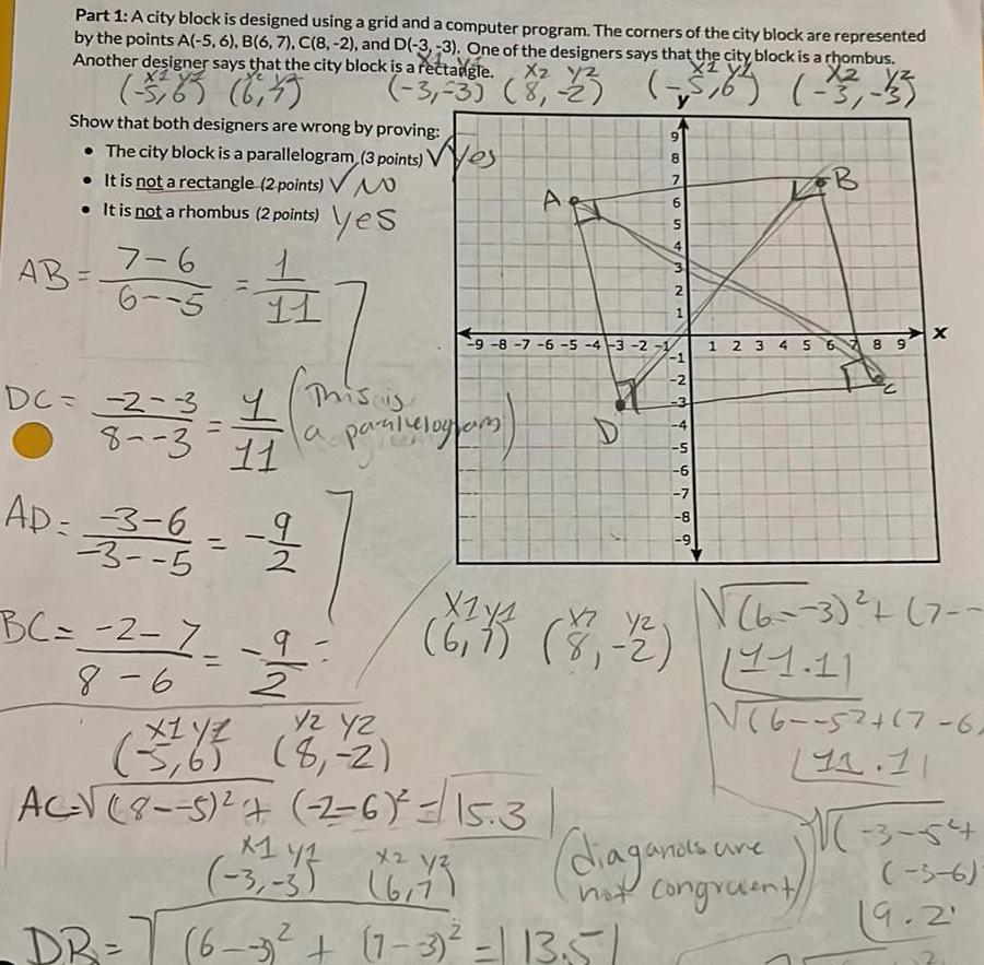 a computer program The corners of the city block are represented by