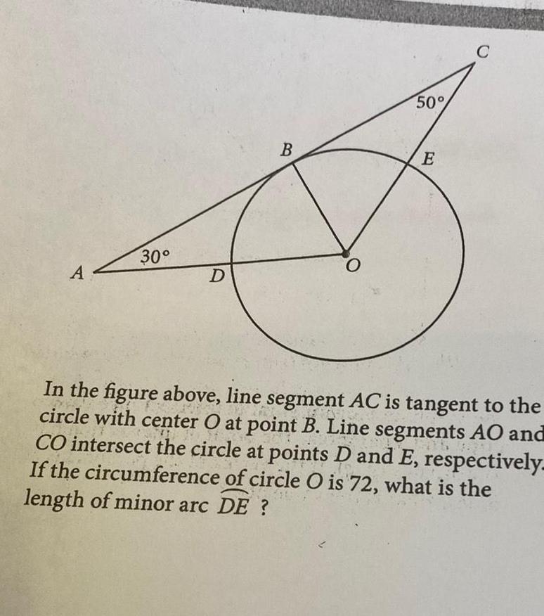 above line segment AC is tangent to the circle with center O