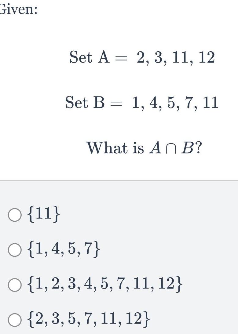 5 7 11 What is An B 11 1 4 5 7