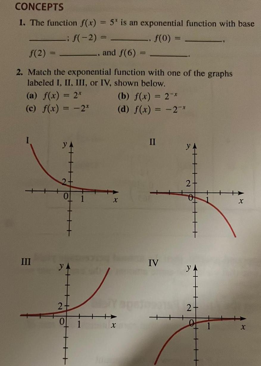 with base f 2 f 0 f 2 2 Match the exponential