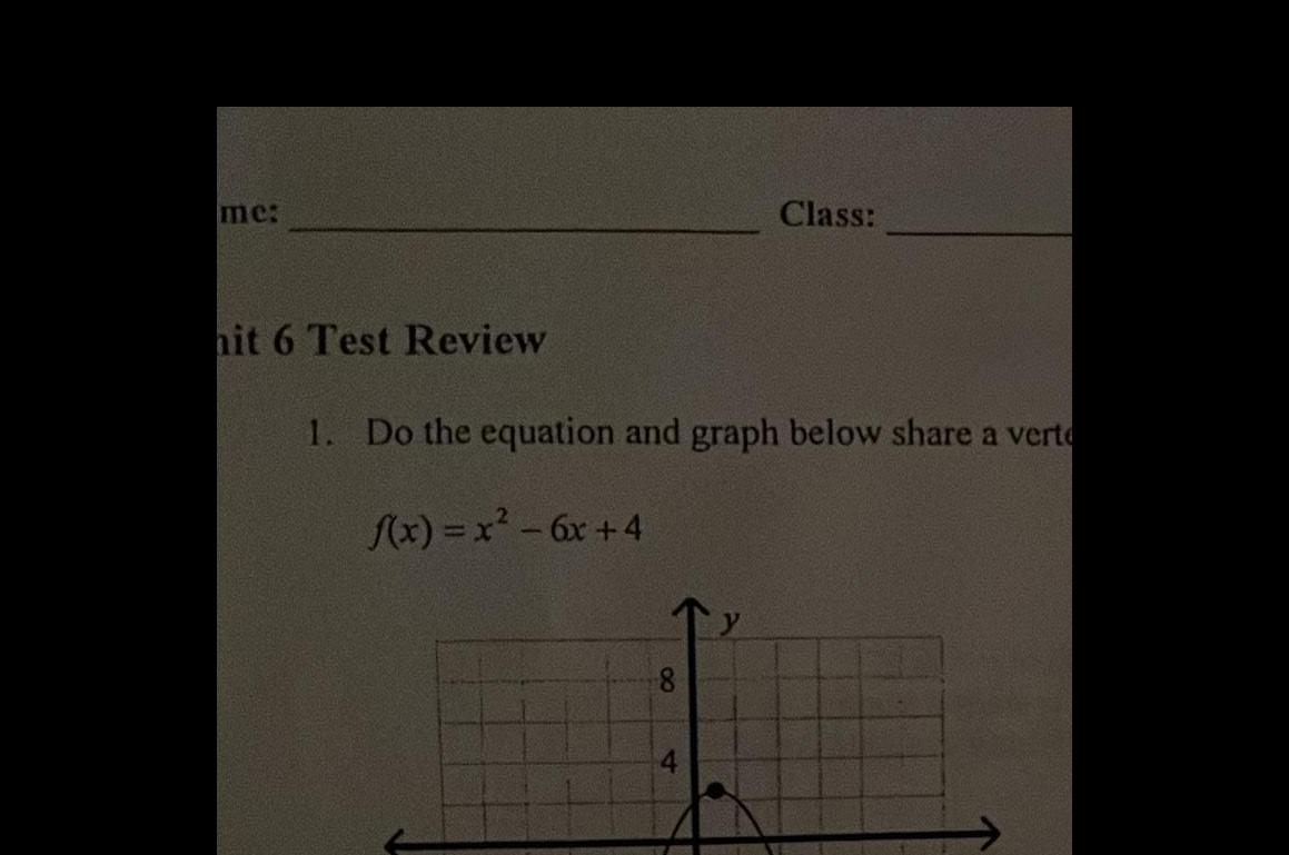  me hit 6 Test Review Class 1 Do the equation and