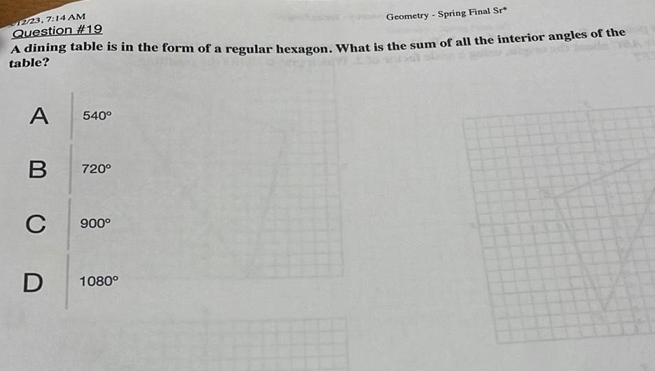 A dining table is in the form of a regular hexagon What