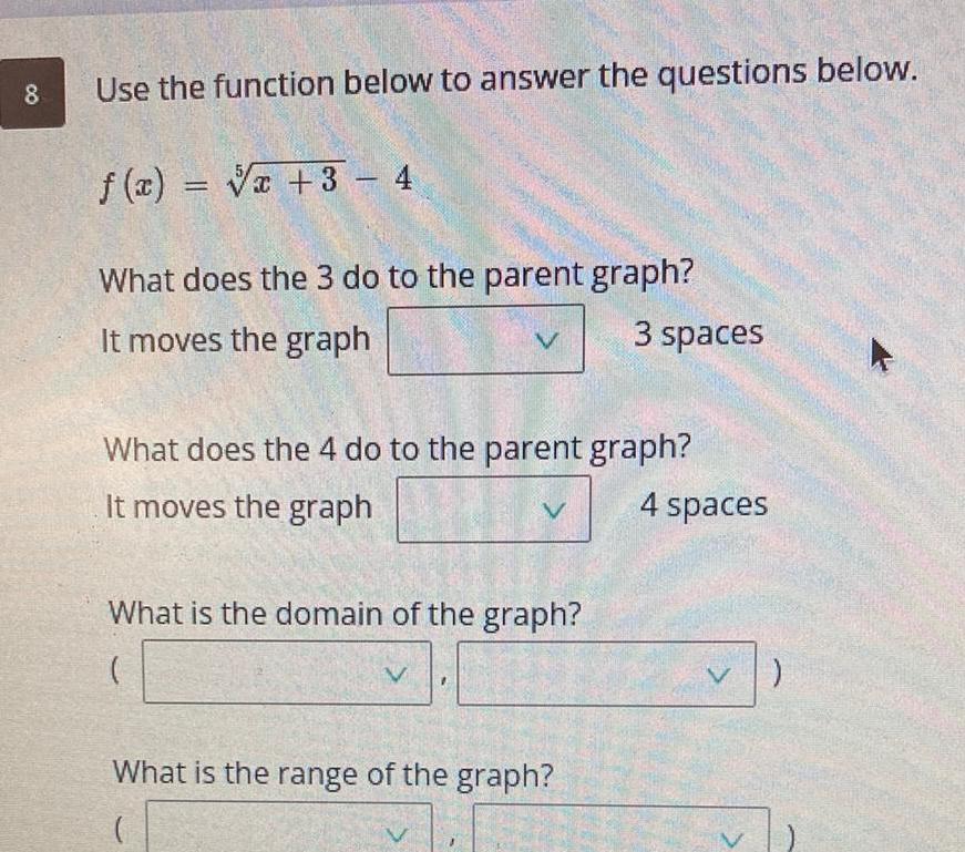 x x 3 4 What does the 3 do to the parent