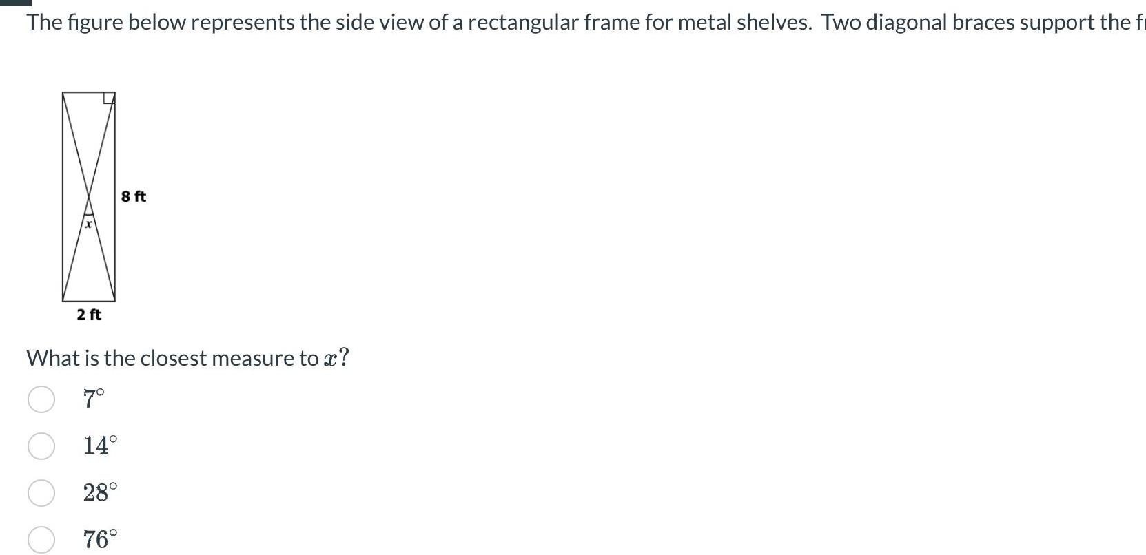  The figure below represents the side view of a rectangular frame
