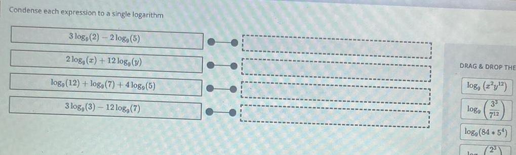  Condense each expression to a single logarithm 3 log 2 2