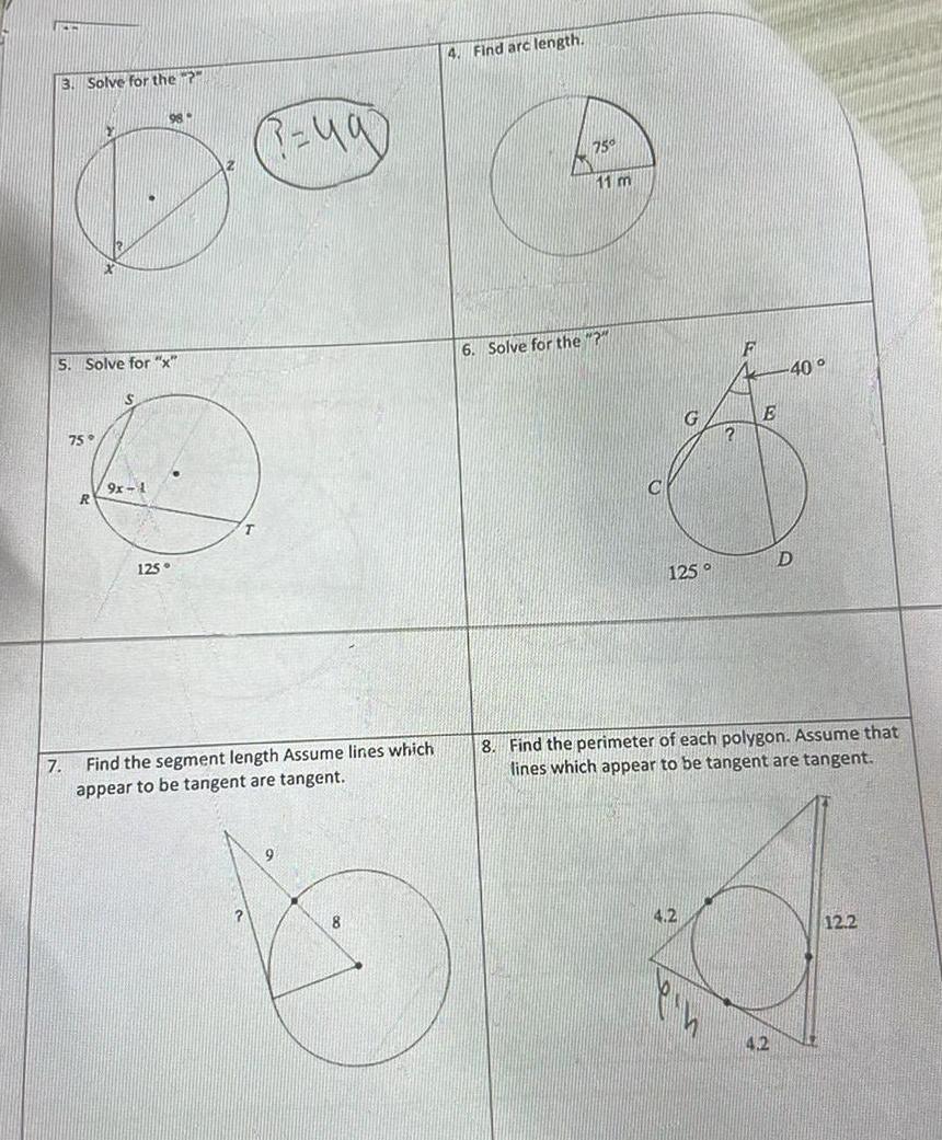 1 98 125 3 4 Find the segment length Assume lines which
