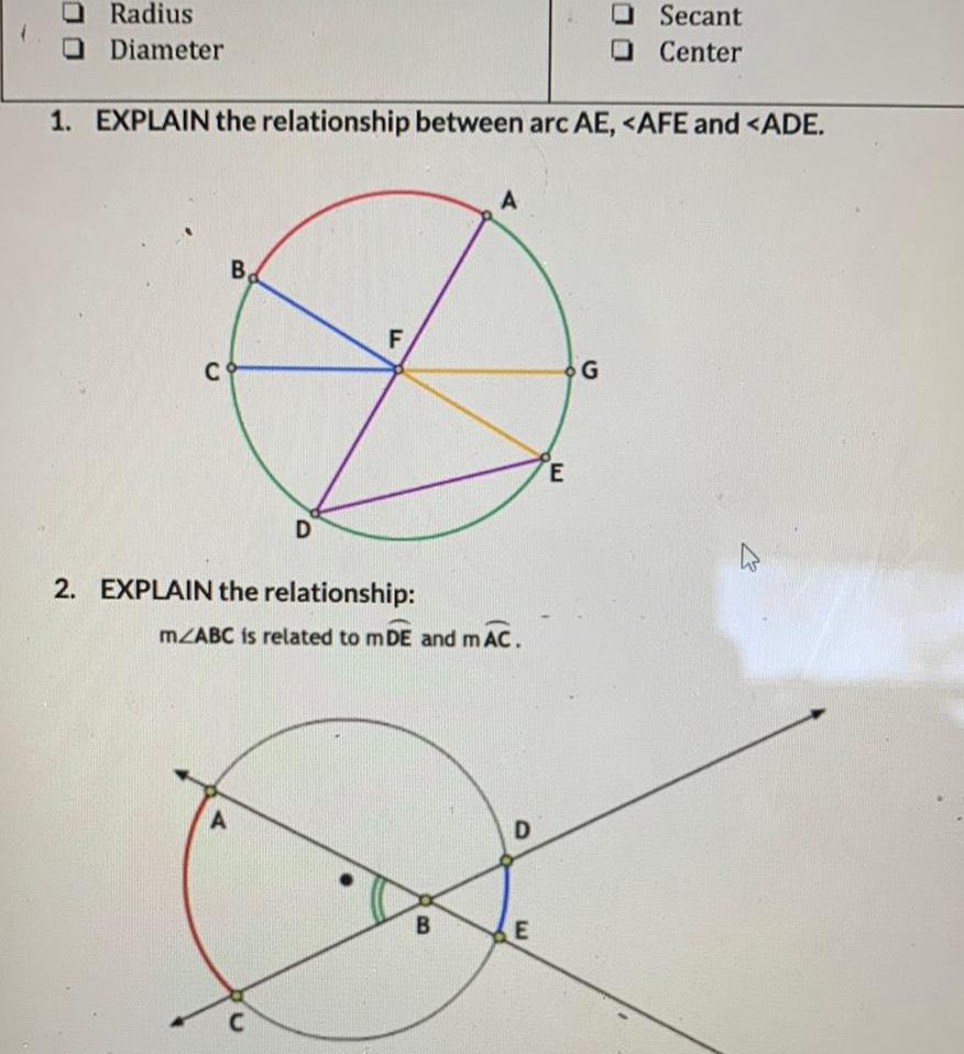 AFE and ADE C B A D 2 EXPLAIN the relationship F