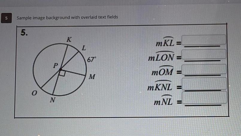  5 Sample image background with overlaid text fields 5 0 P