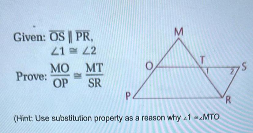 M T Hint Use substitution property as a reason why z1 zMTO
