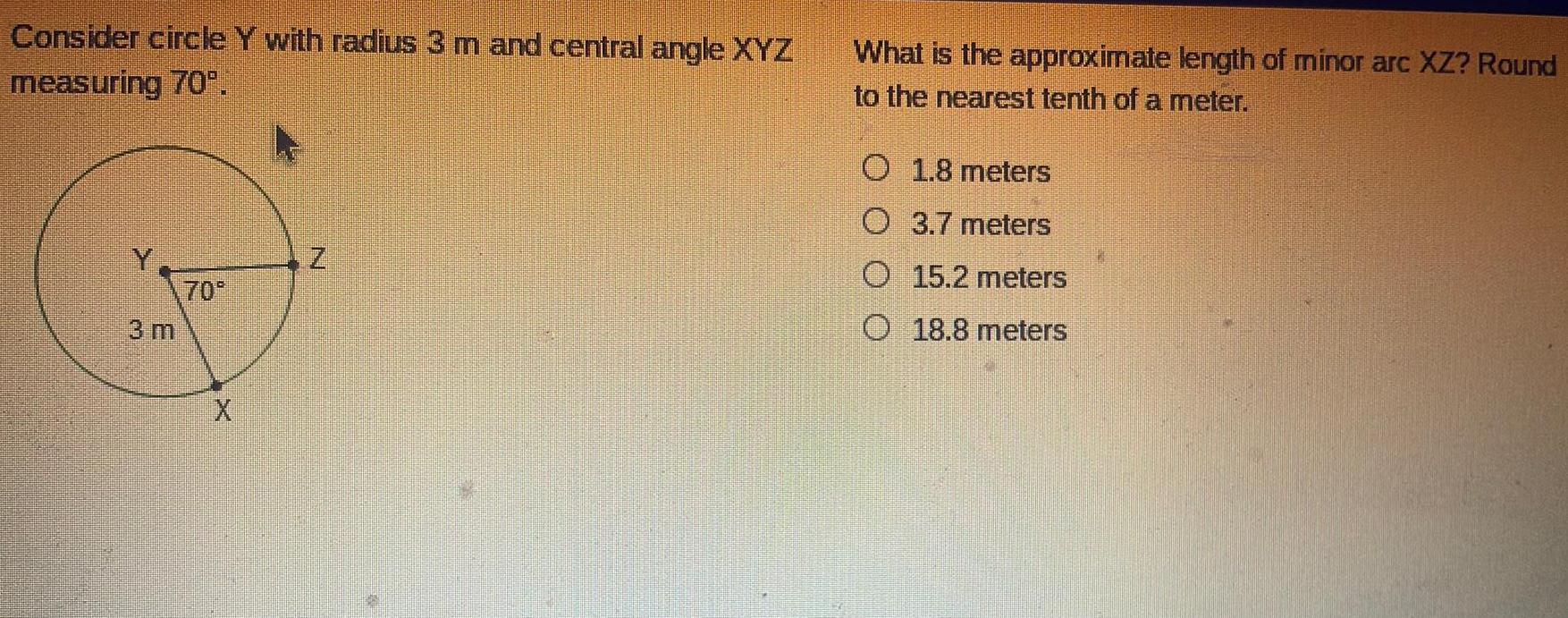 measuring 70 Y 3 m What is the approximate length of minor