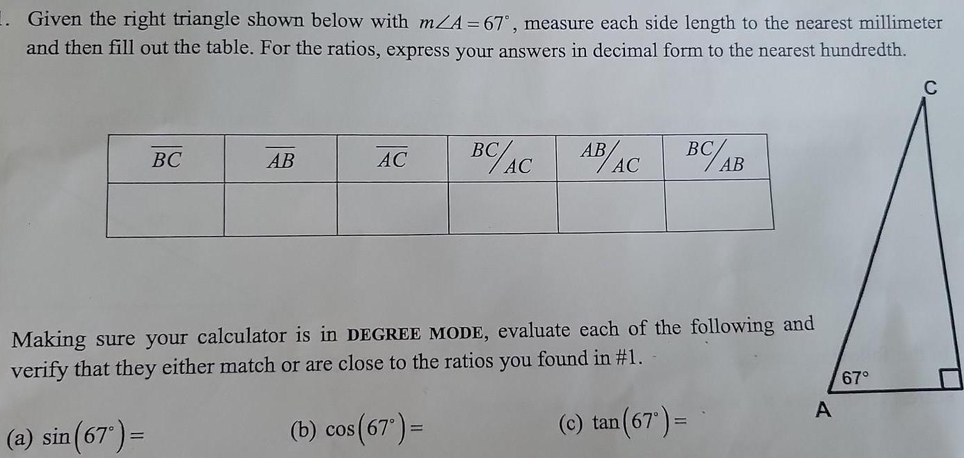 measure each side length to the nearest millimeter and then fill out