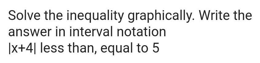 Solve the inequality graphically. Write the answer in interval notation lx+41 less