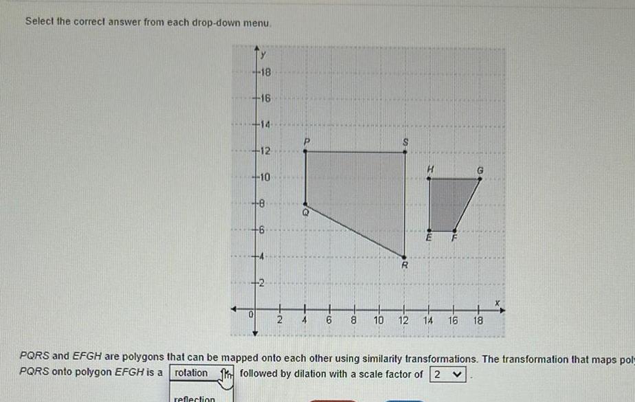  Select the correct answer from each drop down menu reflection 18