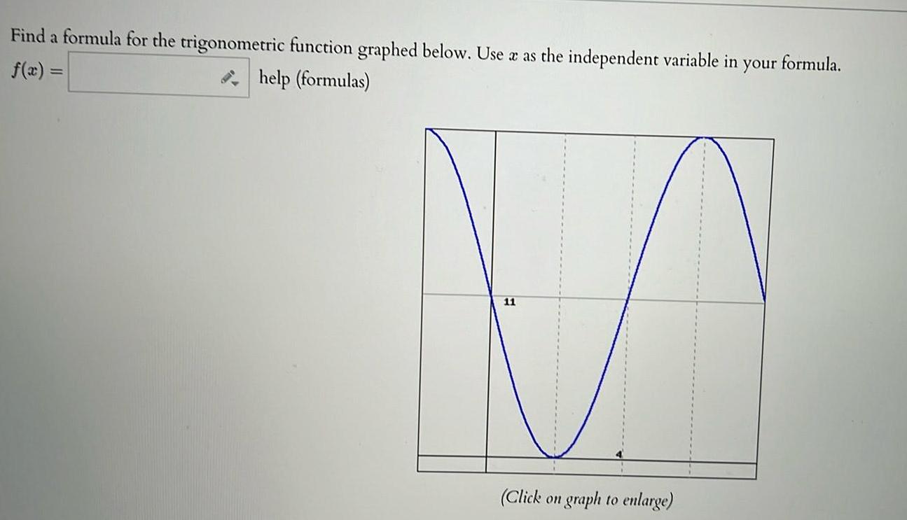 Find a formula for the trigonometric function graphed below Use a