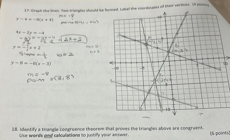 17 Graph the lines Two triangles should be formed Label the