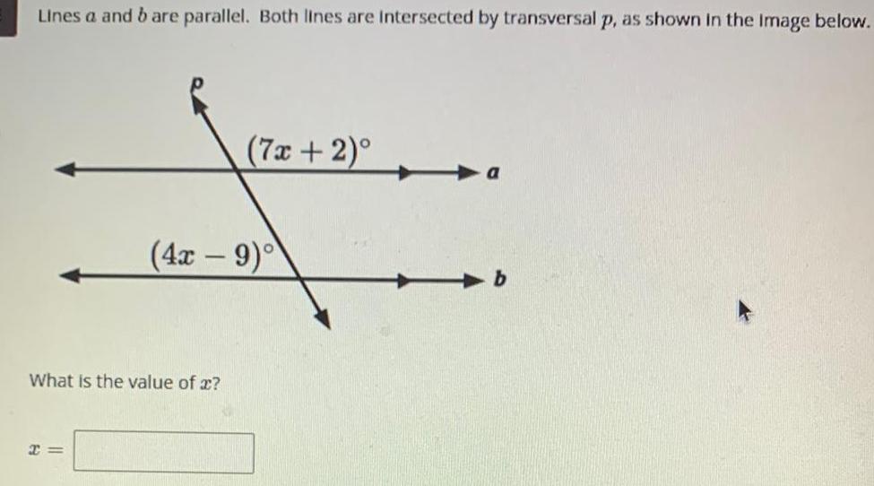 transversal p as shown in the Image below What is the value