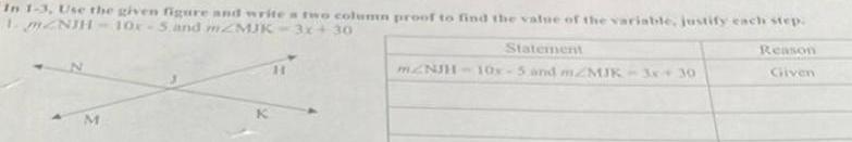  In 1 3 Use the given figure and write a two
