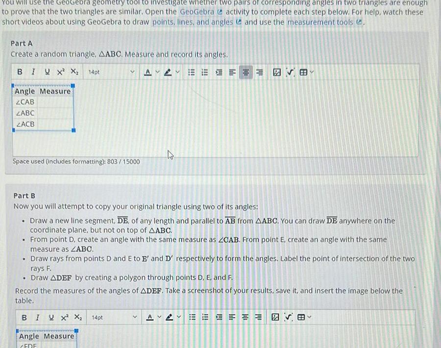 [Solved] You will use the GeoGebra geometry tool t | SolutionInn