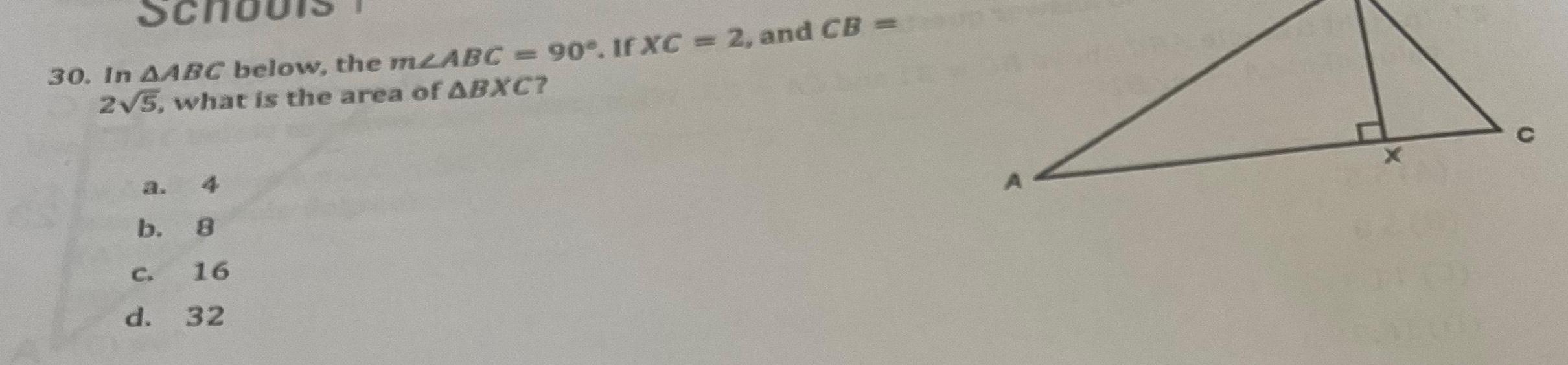 and CB 2 5 what is the area of ABXC b A