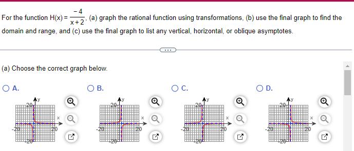  4 For the function H x a graph the rational function
