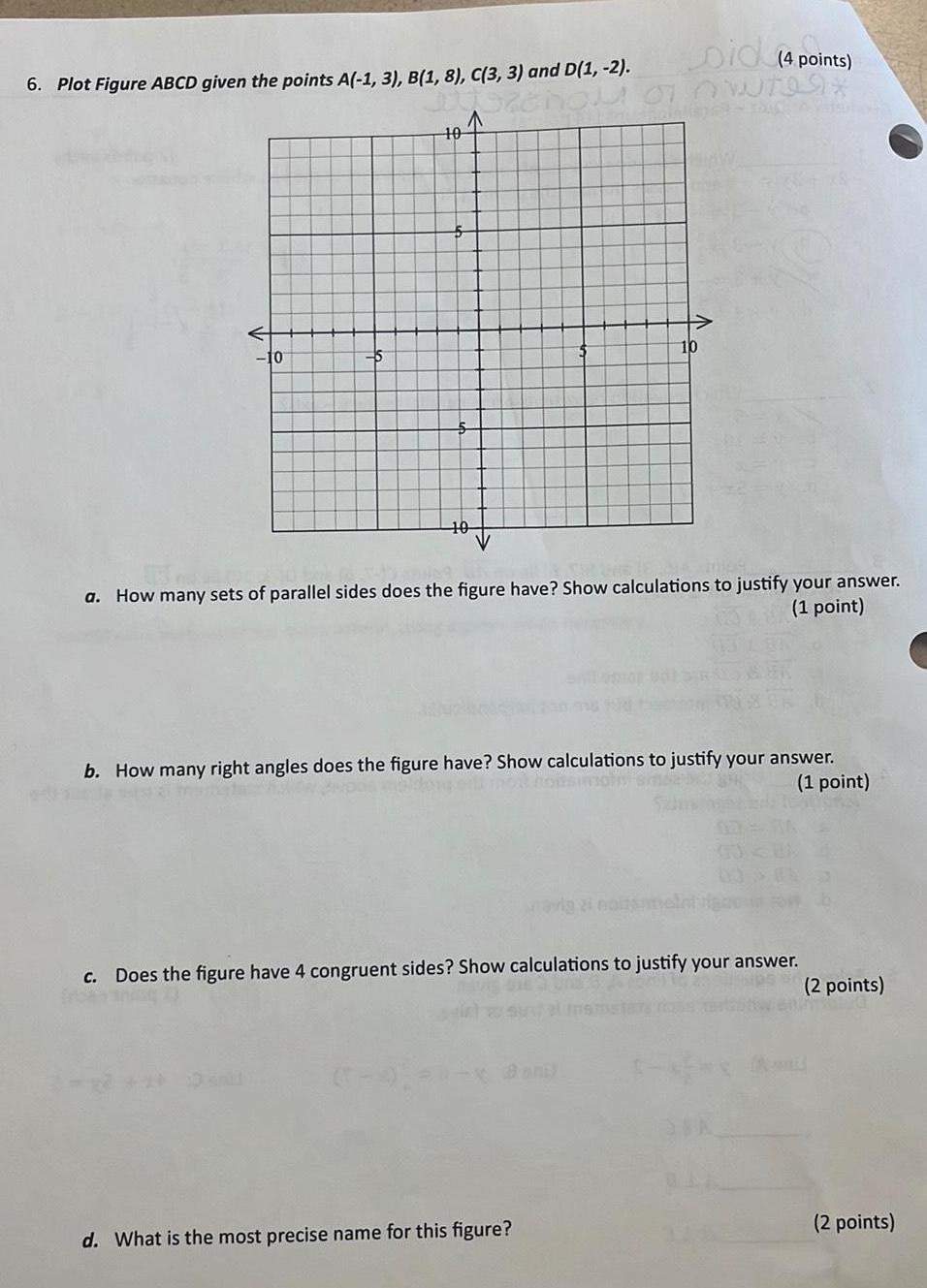  6 Plot Figure ABCD given the points A 1 3 B