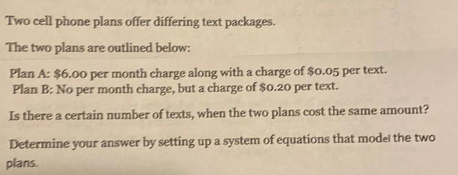 outlined below:Plan A: $6.00 per month charge along with a charge of
